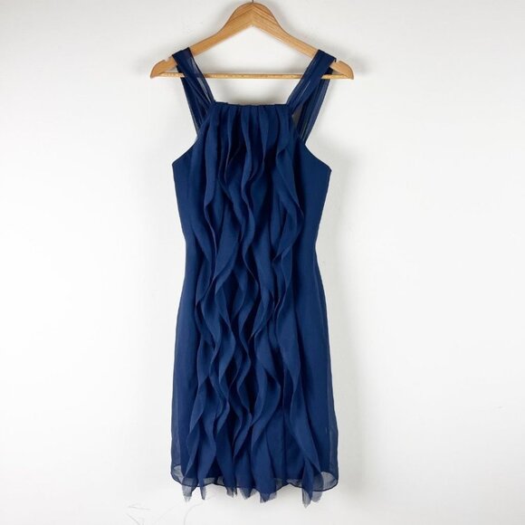 White Vera Wang Navy Bridesmaids Cocktail Mini Dress 6 - Picture 2 of 5